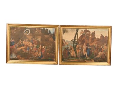 deux tableaux représentant un homme à cheval et une femme à cheval