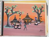 a painting of a group of people in a village