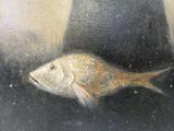 a painting of a fish that is on the ground