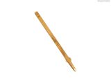 un gros plan d'un stylo à manche en bois sur fond blanc