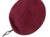 maroon wool beret hat with black ribbon