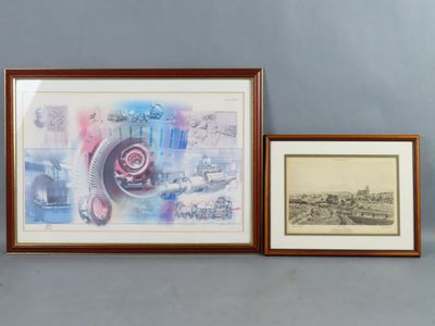 deux tableaux encadrés accrochés au mur l'un à côté de l'autre