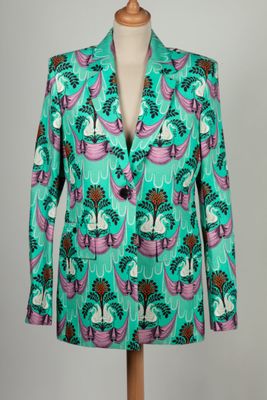 PACO RABANNE Veste Blazer en tissu vert aux imprimés stylisé…