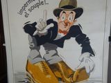 une affiche représentant un homme portant un chapeau et une paire de chaussures jaunes