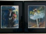 deux tableaux représentant une femme en tutu et un homme en tutu