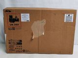 a cardboard box that has a picture of a cat on it