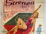 une vieille affiche de cinéma française représentant une femme en maillot de bain rouge