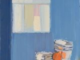 une image représentant une peinture d'une orange posée sur une table devant une fenêtre