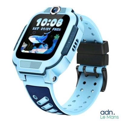 une image représentant une montre connectée avec un bracelet bleu
