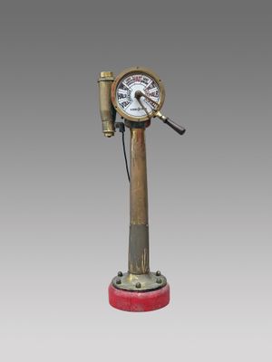 Transmetteur d'ordre de navire en laiton et bronze sur socle…