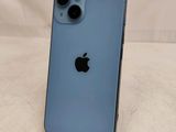 a close up of the back of a blue iphone 11