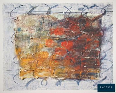 an image of a painting of a red and yellow square on a piece of paper