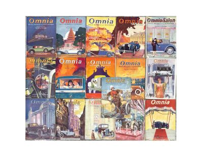 un collage d'anciennes affiches de voyage accroché au mur