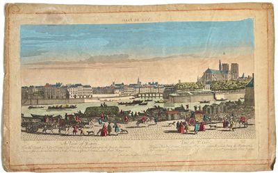 ECOLE FRANCAISE XVIIIe Vue de paris Vue d'optique en couleur
