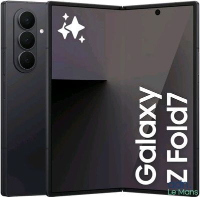 a close up of the back of a black galaxy fold 2 phone