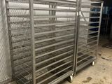 an image of a large metal rack with lots of food in it