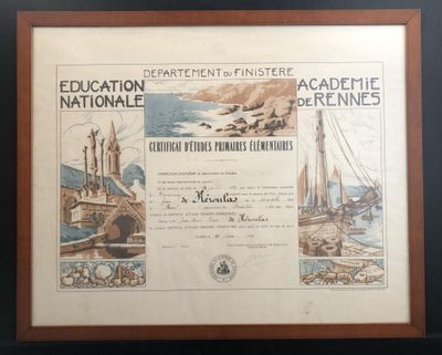 Diplôme certificat d'études. Département du Finistère.