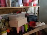 a room with a lot of stuff on the shelves