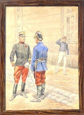 Henri DETAILLE (1861-1943). Soldats en uniformes.