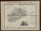 an old map of the island of saint bart in the middle of a wooden frame