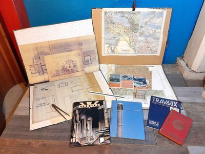 Lot de cartes, lot de plans architecturaux de maisons Lourdaises de VE