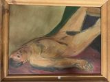 un tableau représentant un homme allongé sur un lit