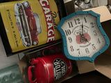 a clock that is sitting on top of a counter