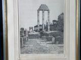 an old picture of a picture of a roman temple in a frame