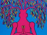 une image représentant un tableau où l'on voit une femme avec un arbre sur la tête