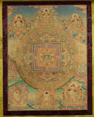 Exceptionnel Thangka tibétain avec mandala, XVIIIe siècle