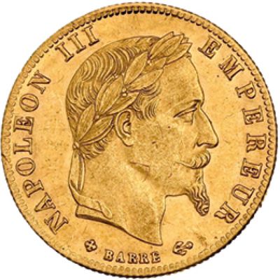 Gros plan sur une pièce d'or portant une tête d'homme