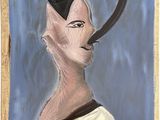 une image représentant un tableau d'une femme avec une plume sur la tête