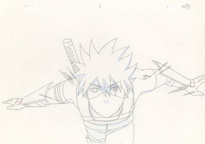 dessin représentant un homme tenant une épée dans une main et une autre épée dans l'autre main