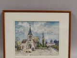 un tableau représentant une église surmontée d'un clocher