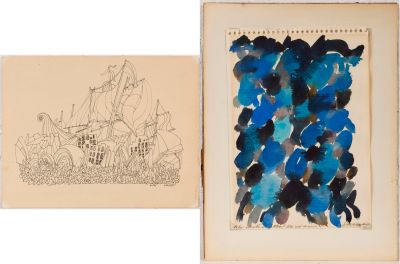 un livre ouvert sur lequel figurent le dessin d'un château et celui d'un homme à cheval