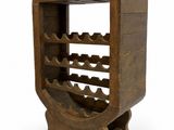 an image of a wooden wine rack with several bottles on it