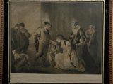 an old painting of a group of people in a room