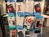 a lot of cell phones on display in the store