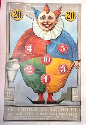 une affiche représentant un clown sur laquelle figurent des chiffres