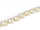a close up of a strand of white pearls on a white background