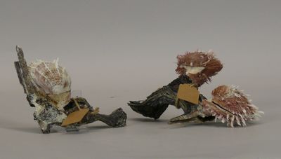 two figurines of a man and a woman sitting on a rock