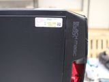 a close up of a black microwave oven on a table
