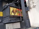 an image of a gas pump with a sign on it