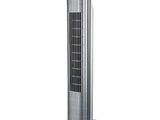 a white tower fan sitting on top of a white base
