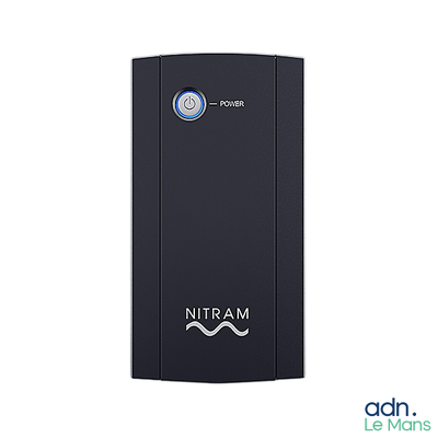 an image of a black power bank with the nitram logo on it