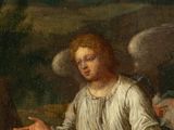 an image of a painting of an angel holding a staff