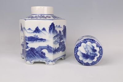 chinese blue and white porcelain vase and cover