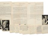 several old papers with pictures of men and women on them