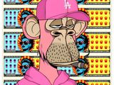 un singe de dessin animé portant une casquette rose et un sweat à capuche rose