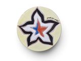 a close up of a pin with a star on it